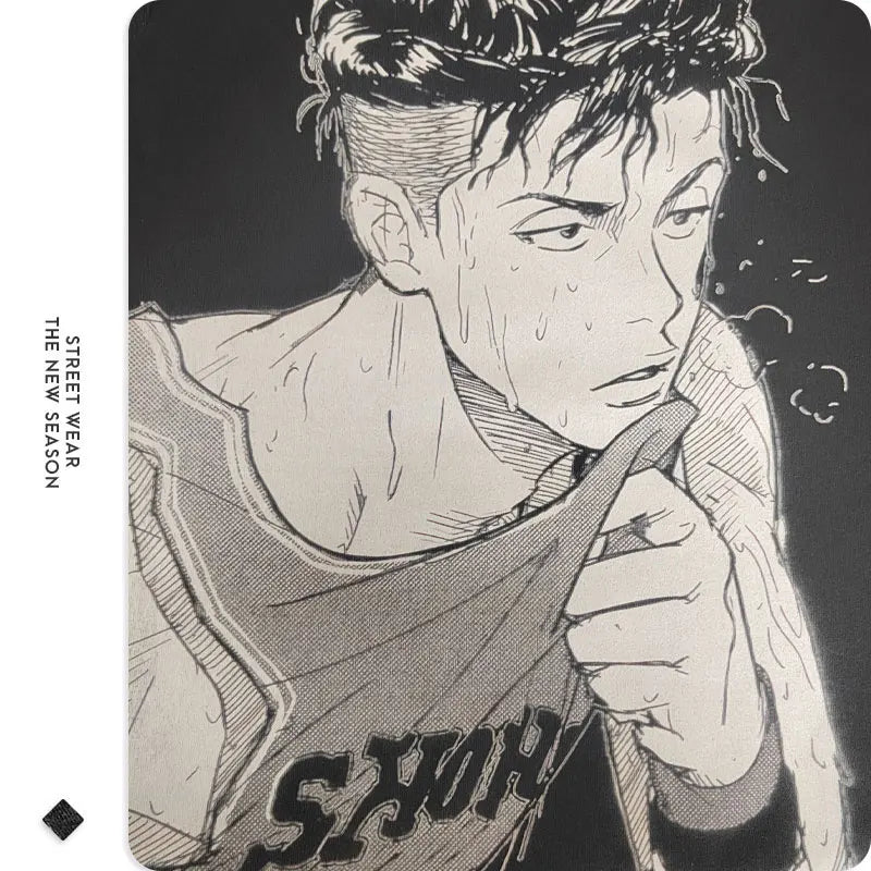 Hanamichi Rukawa Haruko T Shirt Slam Anime Dunk Sendou Vintage Washed Tops Tees Short Sleeve Manga Graphic T-shirt Man Cotton