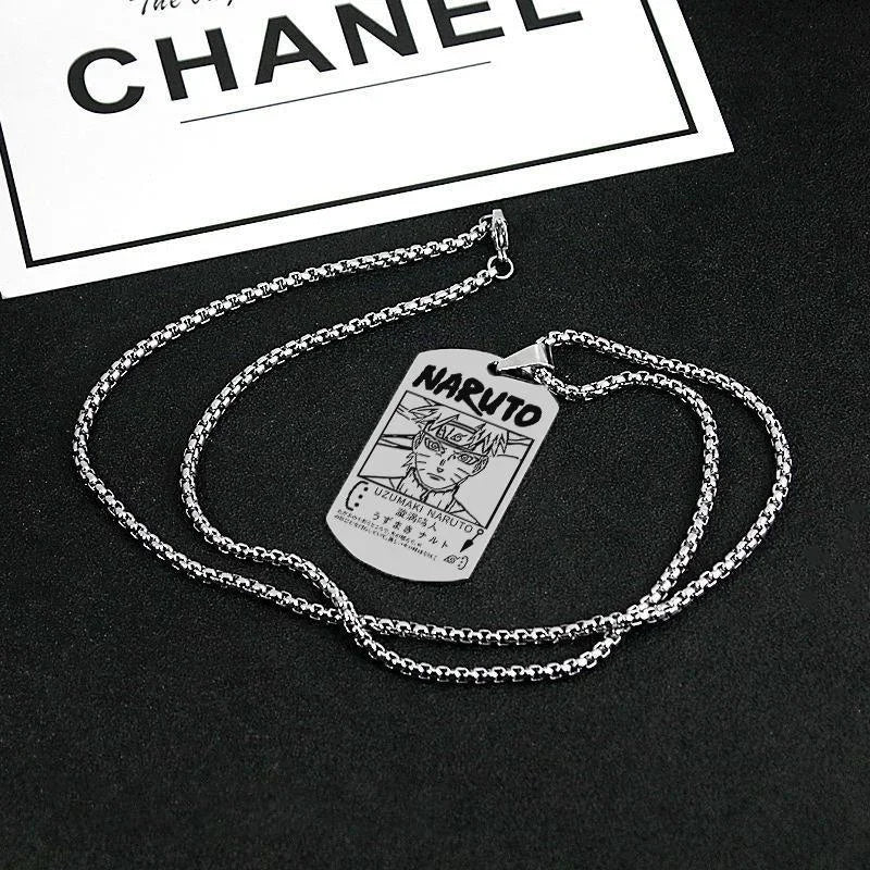 Naruto Kakashi Necklace Pendant Stainless Steel Chain Fashion Alloy Student Children Creative Necklace Clothing Accessories Gift