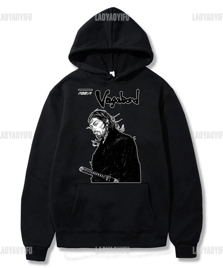 Manga 90s VAGABOND Miyamoto Musashi Print Man Hoodies Acg Fans Streetwear Hipster Otaku Clothing Casual Girl Sweatshirts