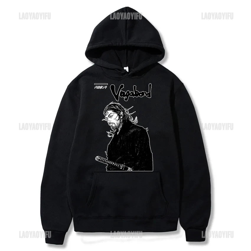 Manga 90s VAGABOND Miyamoto Musashi Print Man Hoodies Acg Fans Streetwear Hipster Otaku Clothing Casual Girl Sweatshirts