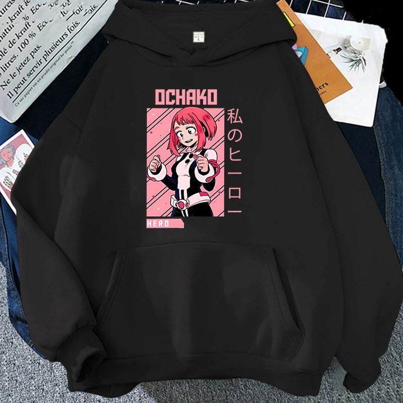 New Fashion Autumn Winter Sweatshirts Anime Ochaco Uraraka Printing Hoodies Fashion Women Men Streetwear Long Sleeve Pullover