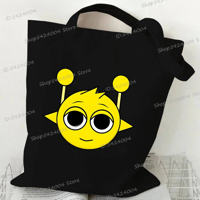 Anime Sprunki Incredibox Game Handbags Women Men Large Capacity No Zipper Canvas Tote Bag Sprunki Figure Shoulder Bag
