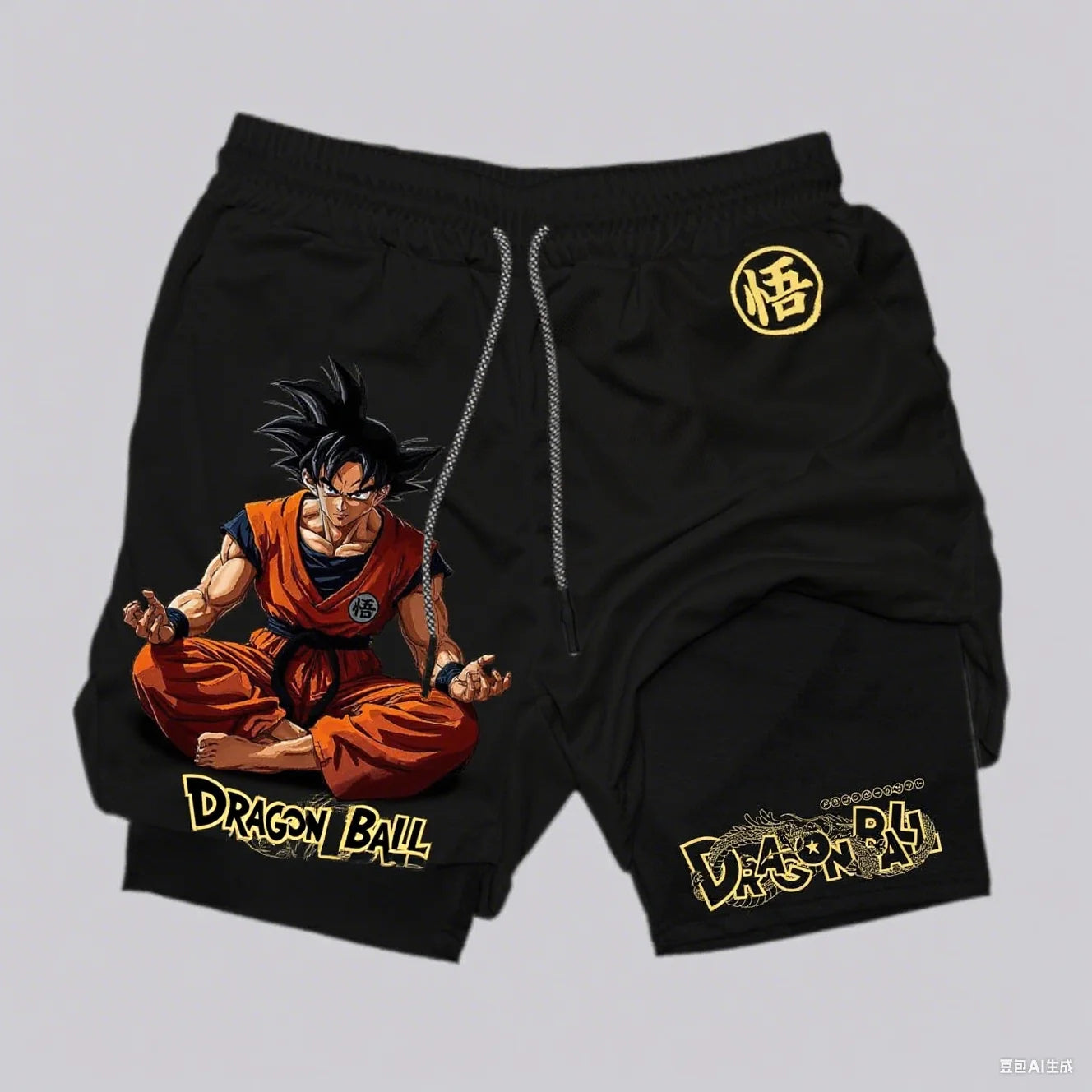 Dragon Ball Goku Anime Gym Shorts Men Double-layer 2-in-1 Sports Pants New Summer Print Beach Pants Streetwear