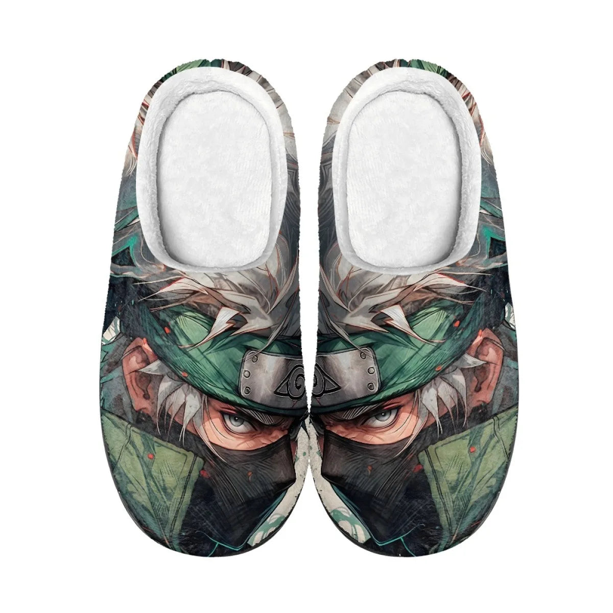 Anime Naruto Men Slippers Winter Warm Cotton Slippers Male Flats Soft Non-slip Slides Household Indoor Slippers Plus Size Gift