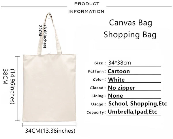 Jujutsu Kaisen Gojo Satoru Canvas Tote Bag – Premium Reusable Anime Shoulder Handbag