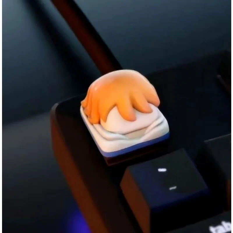 Monkey· D·Luffy cool creative personality kawaii anime peripheral cross axis universal Q version three-dimensional keyboard cap