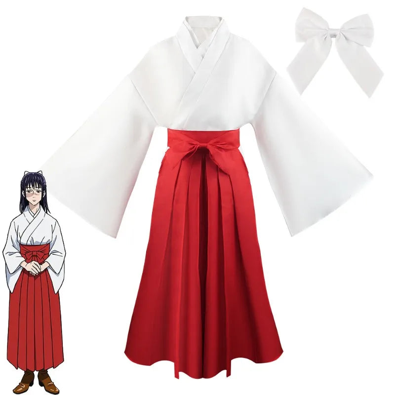 Anime Jujutsu Kaisen Iroi Utahime Cosplay Costume Utahime Iroi Kimono Uniform Halloween Costume for Women+bowknot