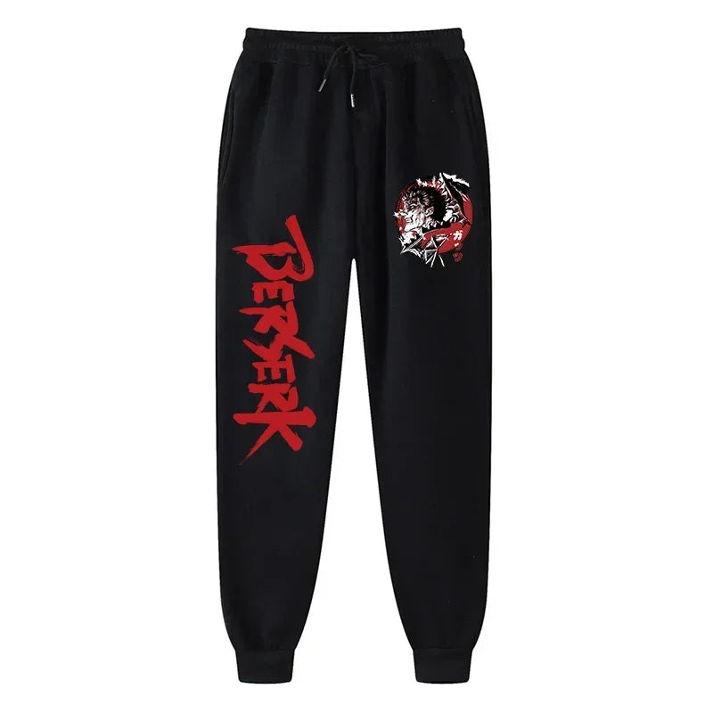 Men's berserk animated printed sportswear pants sports jogging pants casual polar lining pocket pants