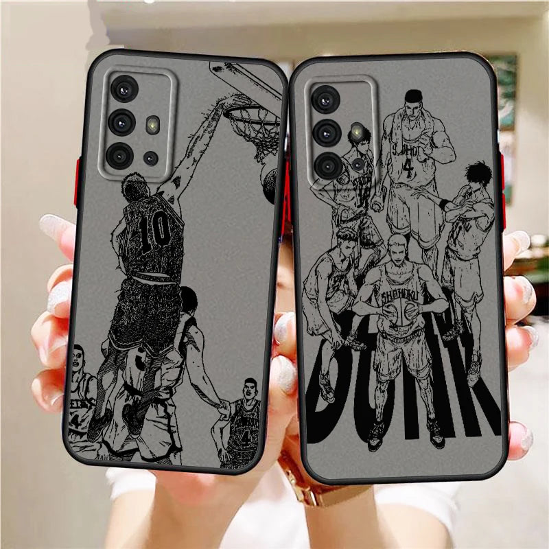 Slam Dunk Popular Anime Art Frosted Translucent For Samsung Galaxy S24 S23 S22 S21 S20 FE S10 S9 S8 Plus Ultra Pro 5G Matte