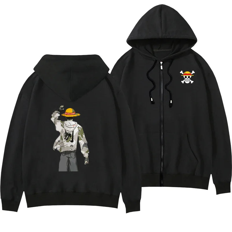 One Piece Anime Women Zip Up Hoodie Jacket Spring Autumn 2New Fashion Mens Sweatshirt Couple Promozed Clothes Coats