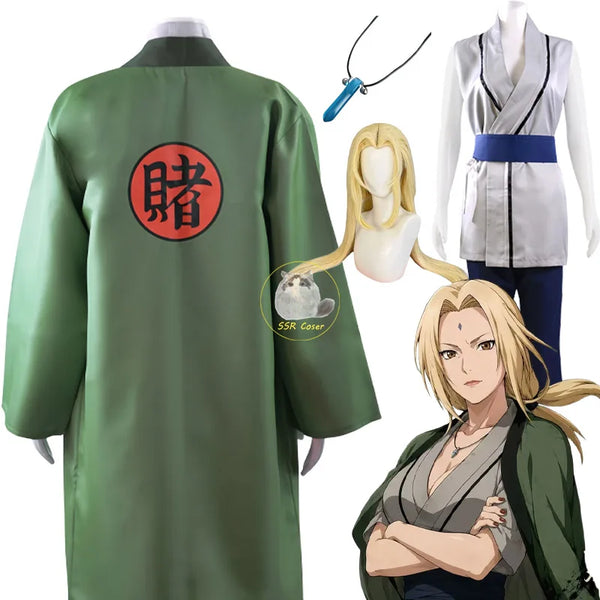 Anime Naruto Tsunade Cosplay Costume Set – Premium Kimono Haori Outfit with Wig & Necklace