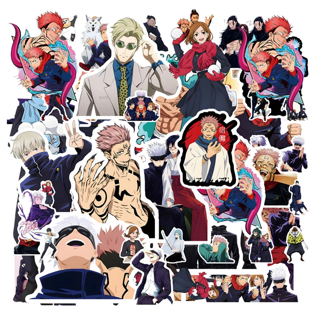 50/80/100pcs Vintage Jujutsu Kaisen Anime Stickers for Kid Toy DIY Laptop Skateboard Car Kawaii Decoration Sticker Decal