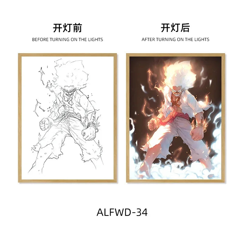 Sun God Nika Luffy Light-Up Frame – One Piece LED Desktop Decor