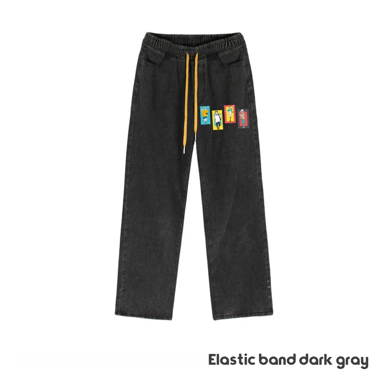 JUJUTSU KAISEN Gojo Yuji Megumi Sukuna Anime Daily Trousers Loose Spring and Autumn Wide Leg Pants Casual Jeans