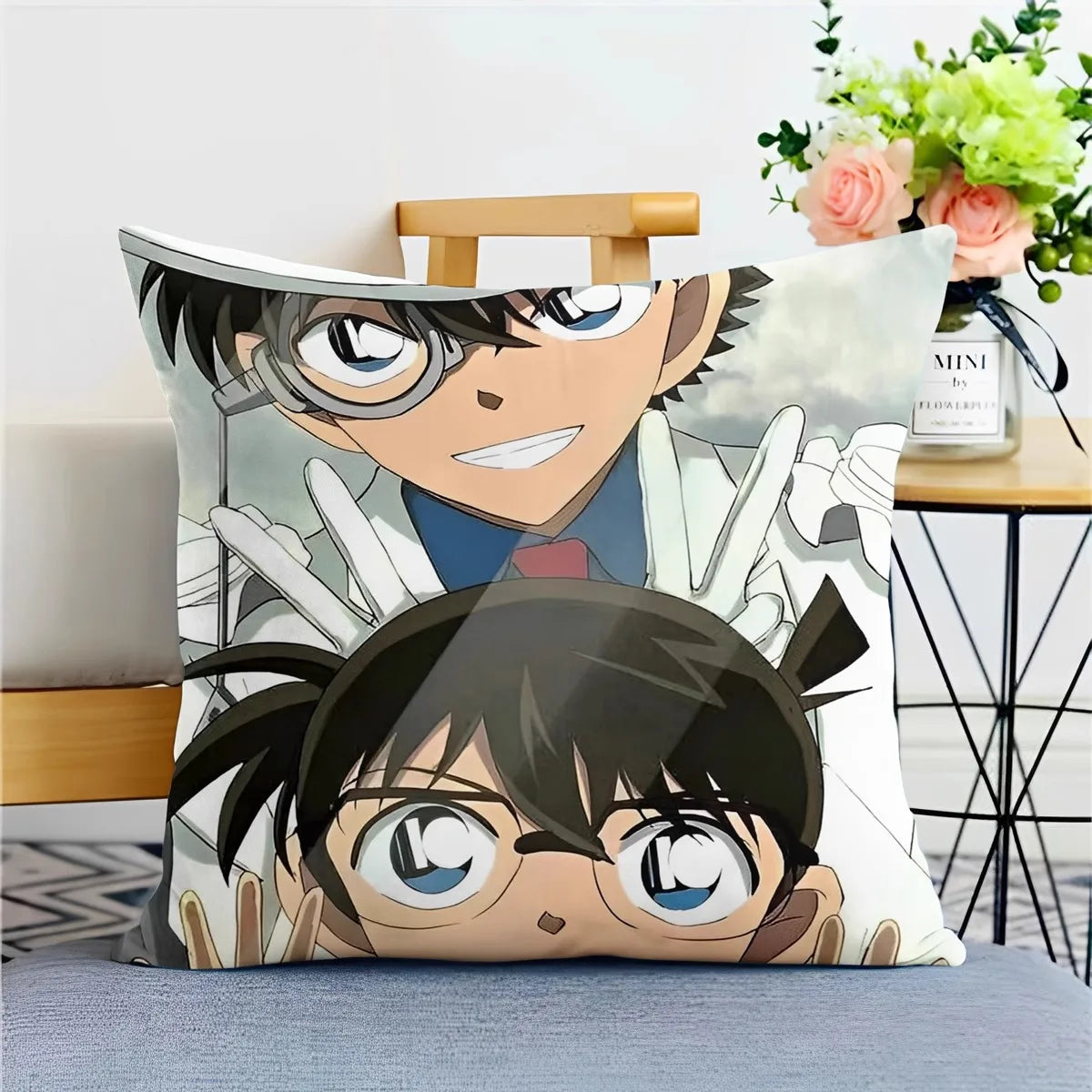 Detective Conan Pillowcase – Soft Anime Cushion Cover with Zipper for Sofa & Bedroom Decor