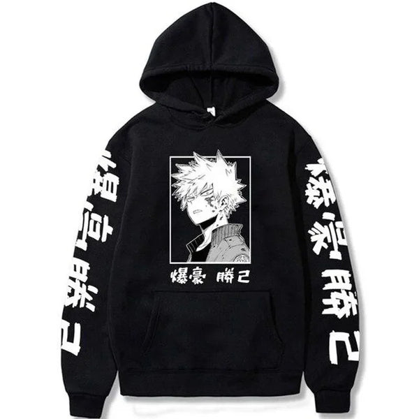 My Hero Academia Katsuki Bakugo Kanji Graphic Hoodie Harajuku Streetwear