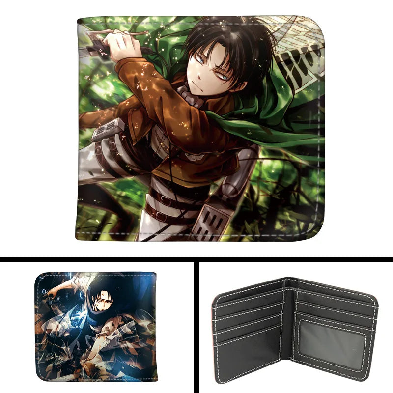 Anime Attack on Titan Short PU Leather Wallet Cute Synthetic Bifold Purse Gift for Manga Fans