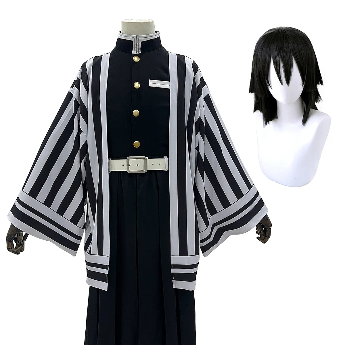 Anime Iguro Obanai Cosplay Costume Wig Haori Embroidery Top Elastic Pants Belt Rose Net Cos Halloween Christmas Gift