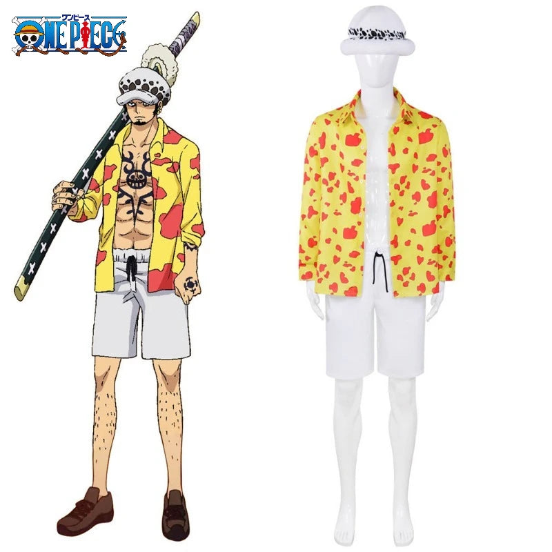 One Piece Film Red Trafalgar Law Cosplay Costume - Anime Shirt & Pants Set for Men, Halloween Party Cosplay Suit Holiday