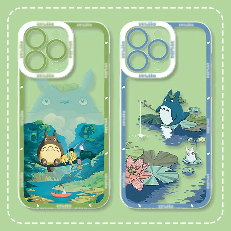 Cute T-TotoroS Phone Case For iPhone 16 Pro Max 15 14 Plus 13 12 11 Pro XR XS X 8 7 SE 2020 Soft Silicone Clear Cover
