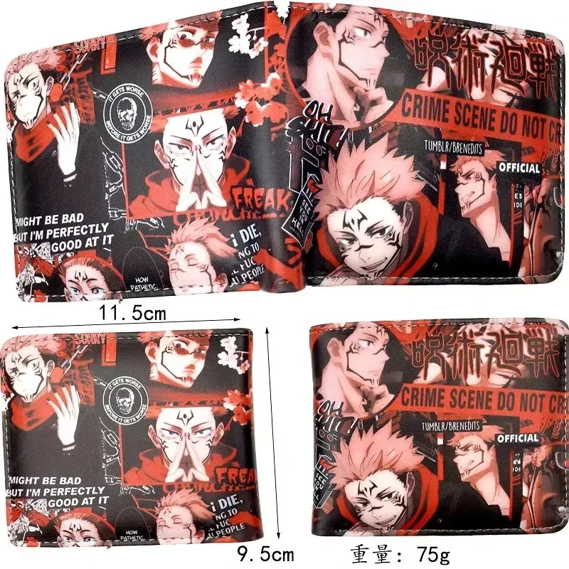 Anime Jujutsu Kaisen Gojo Satoru Bifold Short Men's Wallets Card Holders Purse
