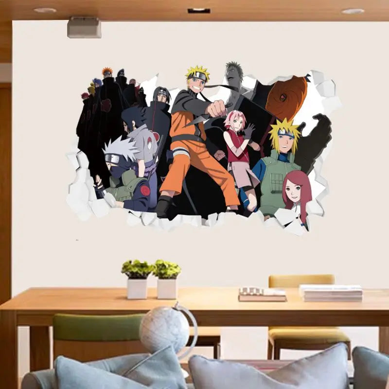 Naruto 3D Stereoscopic Wall Sticker Personality Naruto Student Dormitory Poster Wallpaper Self Adhesive Interior Decoration