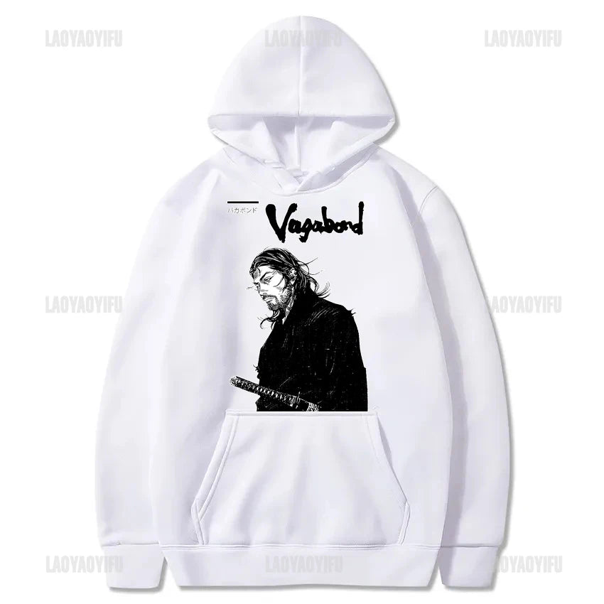 Manga 90s VAGABOND Miyamoto Musashi Print Man Hoodies Acg Fans Streetwear Hipster Otaku Clothing Casual Girl Sweatshirts