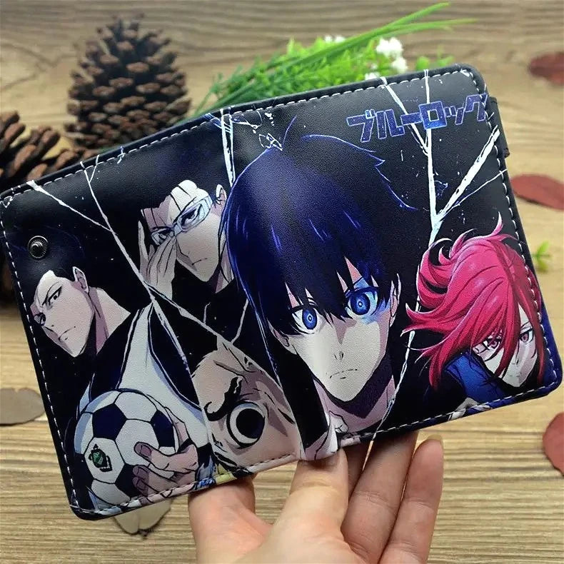 Anime Blue Lock Short Fold Over Wallet PU Leather Purse Nagi Seishiro Mikage Reo Isagi Yoichi