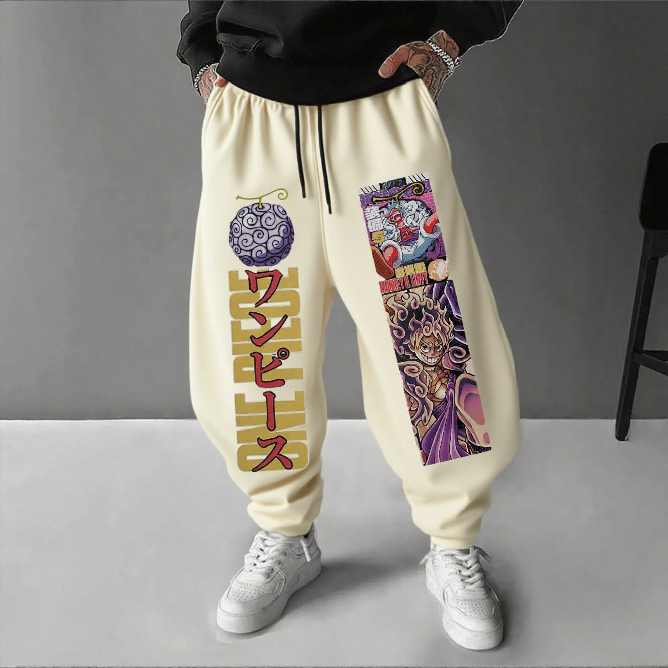 One Piece Luffy Men's Sweatpants Anime Print Joggers Trousers Streetwear Casual Pants Hip Hop Track Pants Autumn Winter Fashion