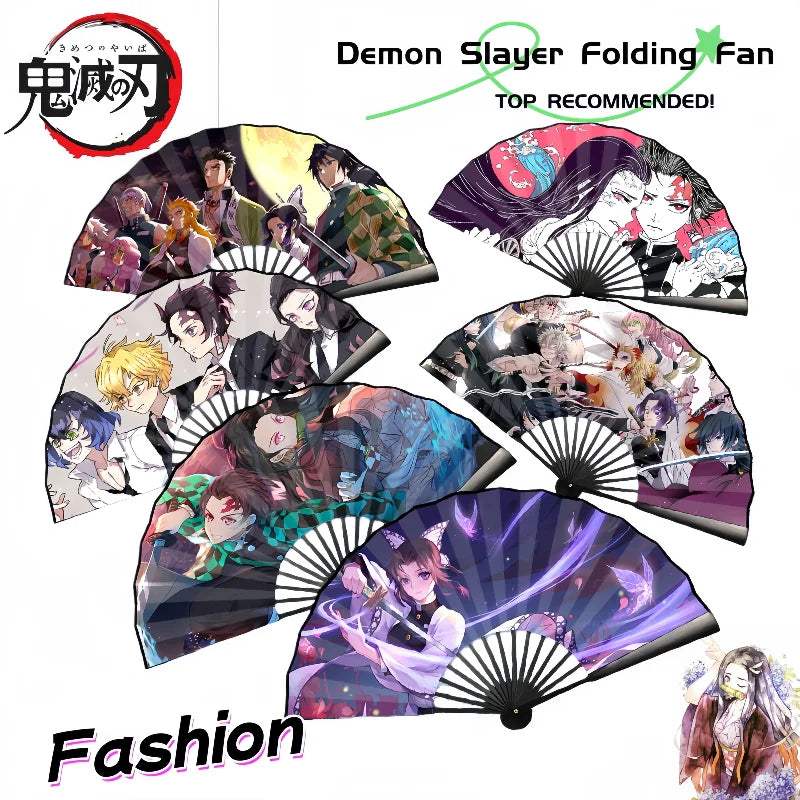 Demon Slayer double-sided character silk 10-inch folding fan, anime , stylish and personalized, birthday gift for friends