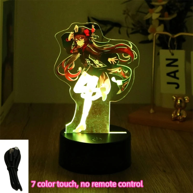Genshin Impact 3D Lamp Anime LED Night Light Decorative Smart Touch dreamcast for Bedroom Home Decoration Valentine's Day Gift