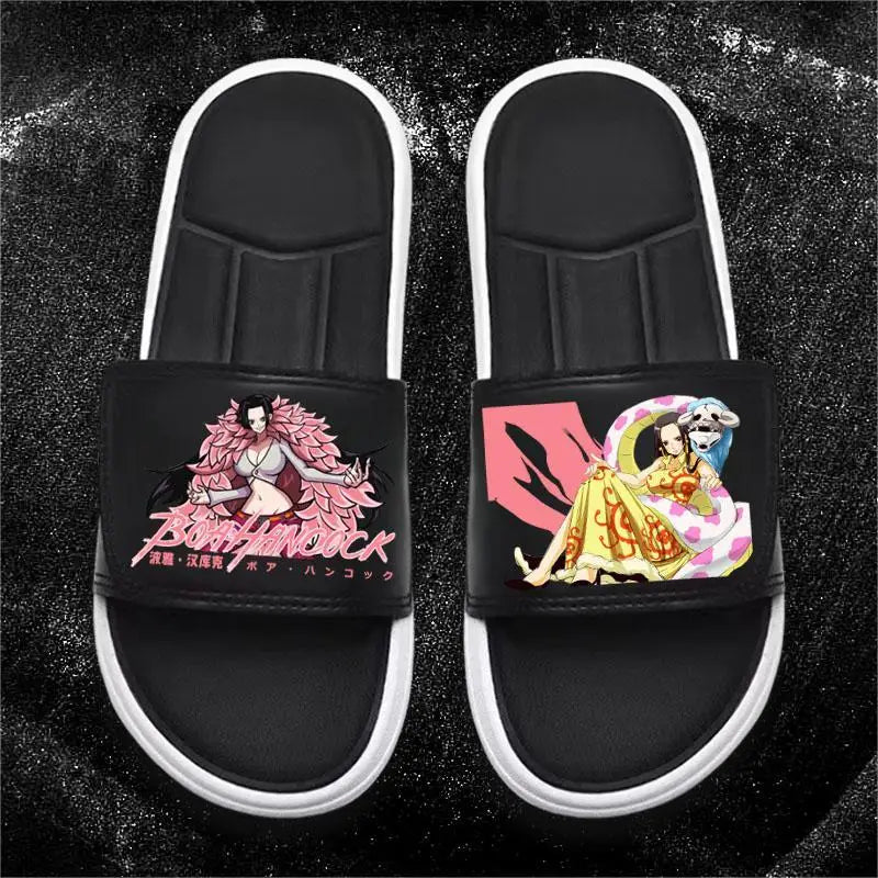 One Piece Anime Luffy Zoro Nami Pattern New Slippers Men and Women Fashionable Flat Outdoor Comfortable Sandals Gift