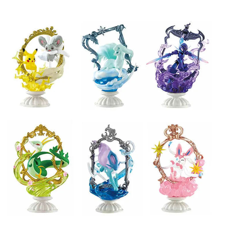 Original Re-ment Pokemon Decorative frame Collection Pikachu Sylveon Ceruledge Suicune Anime Action Figure Model Toys Gift