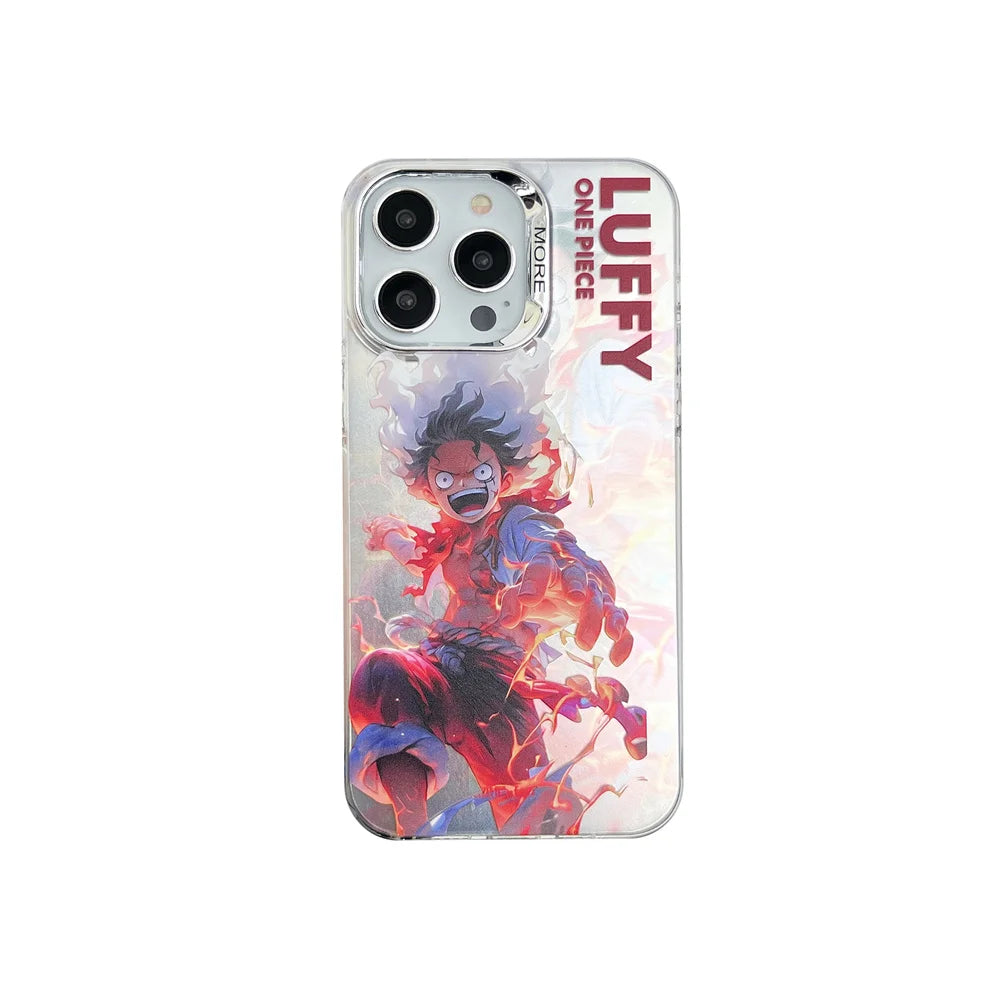 Anime One Piece Luffy Zoro Phone Case For iPhone 11 12 13 14 15 16 Pro Max Electroplated Camera Protector Cover