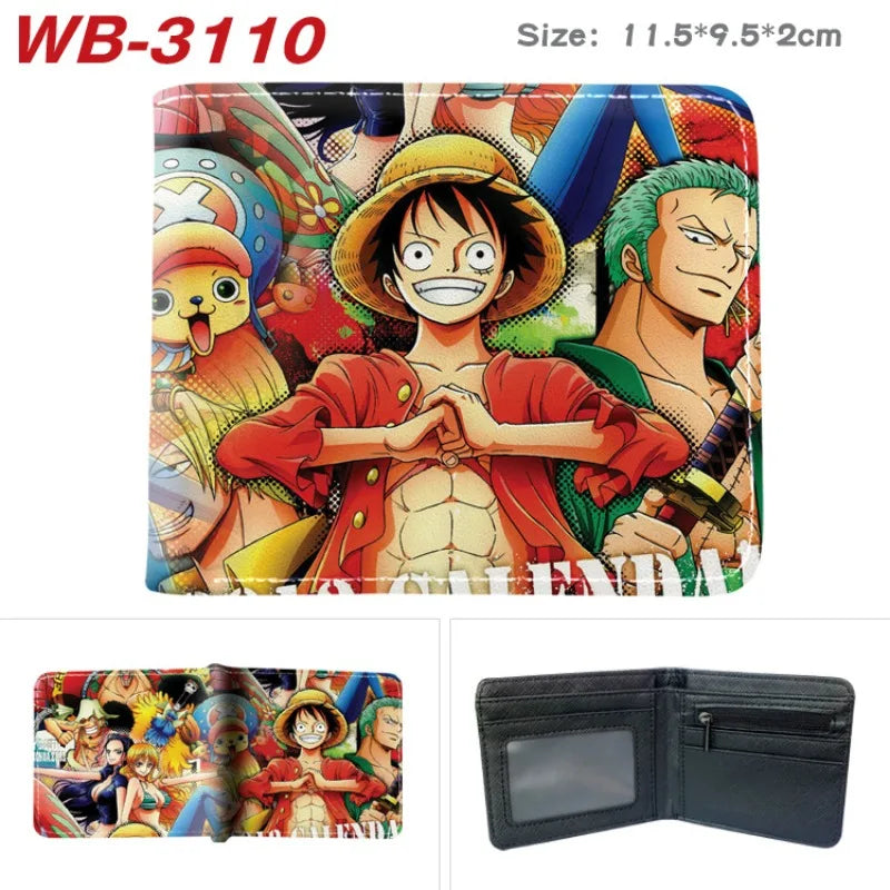 Creative One Piece Anime Peripheral Full-color Wallet One Piece Luffy Printed Coin Purse Folded Short Wallet Card Bag