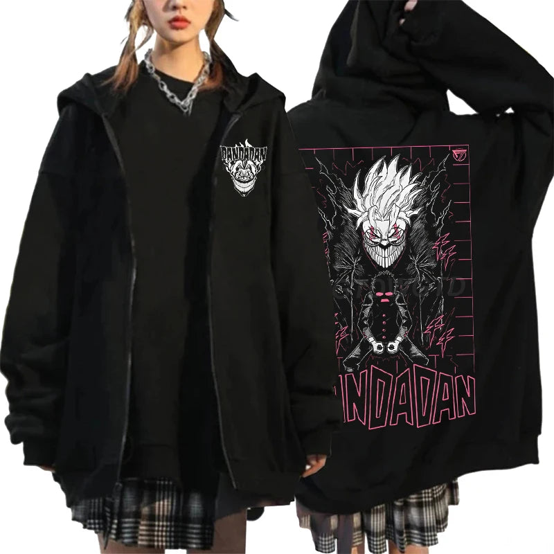Anime Dandadan Ken Takakura Graphic Print Hooded Men women Zip Up Hoodies Oversized Sweatshirts Harajuku Male Zipper Jacket