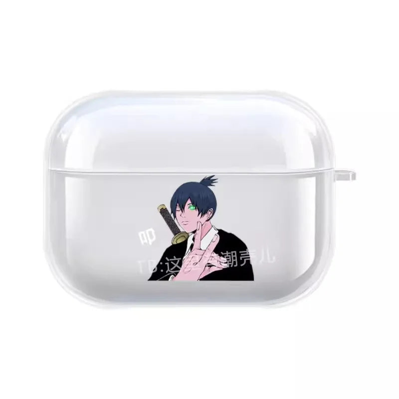 Anime Chainsaw Man power and meowy Soft silicone TPU Case For AirPods 4 Pro 1 2 3 Clear Wireless Bluetooth Earphone Box