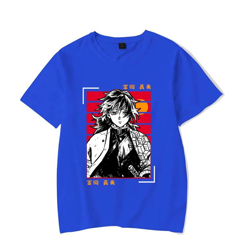 Hot Anime Tomioka Giyuu Printed T-shirts for Women Men Summer Tee Shirt Summer Casual Short Sleeve Round Neck Tops T-shirts