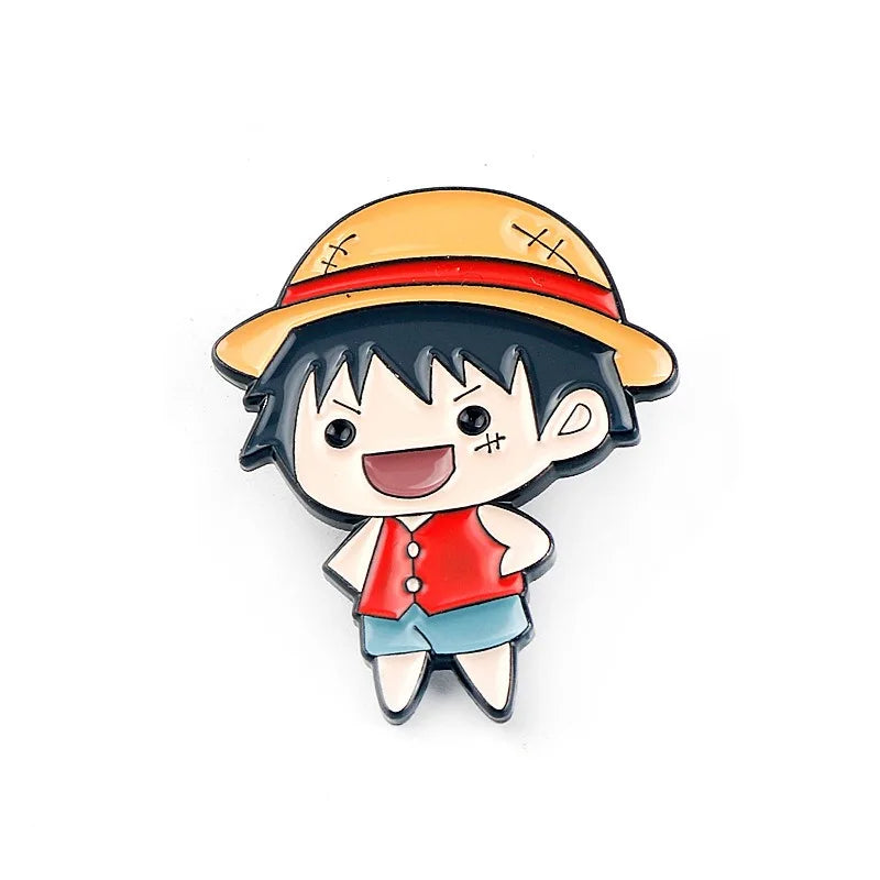 4 PCS One Piece Metal Enamel Pins Luffy Zoro Sanji Usopp Brooch Pirate Group Bad geAnime FansCollection Jewelry