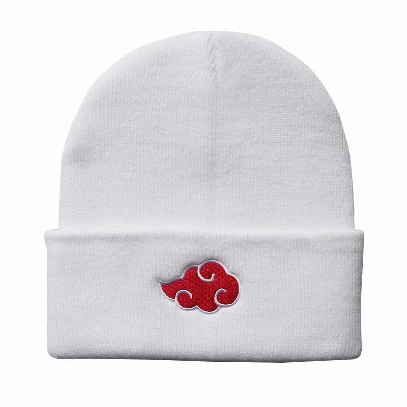 Beanies Women Autumn Winter Warm Hat Anime Akatsuki Cosplay Red Cloud Embroidery Caps For Men Knitted Bonnet Unisex