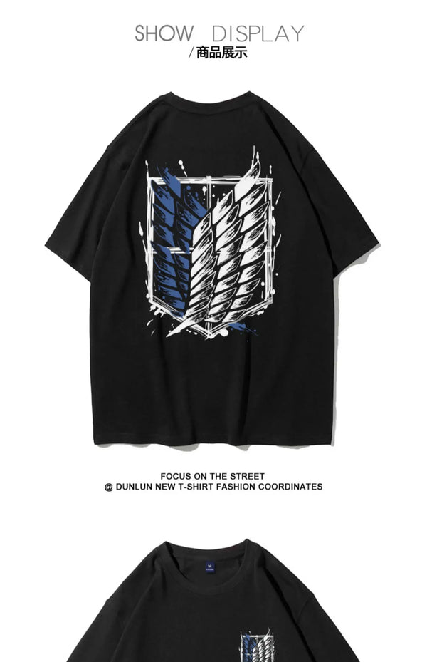 Attack on Titan Summer Wings of Liberty T-Shirt – 100% Cotton Anime Short-Sleeve Tee