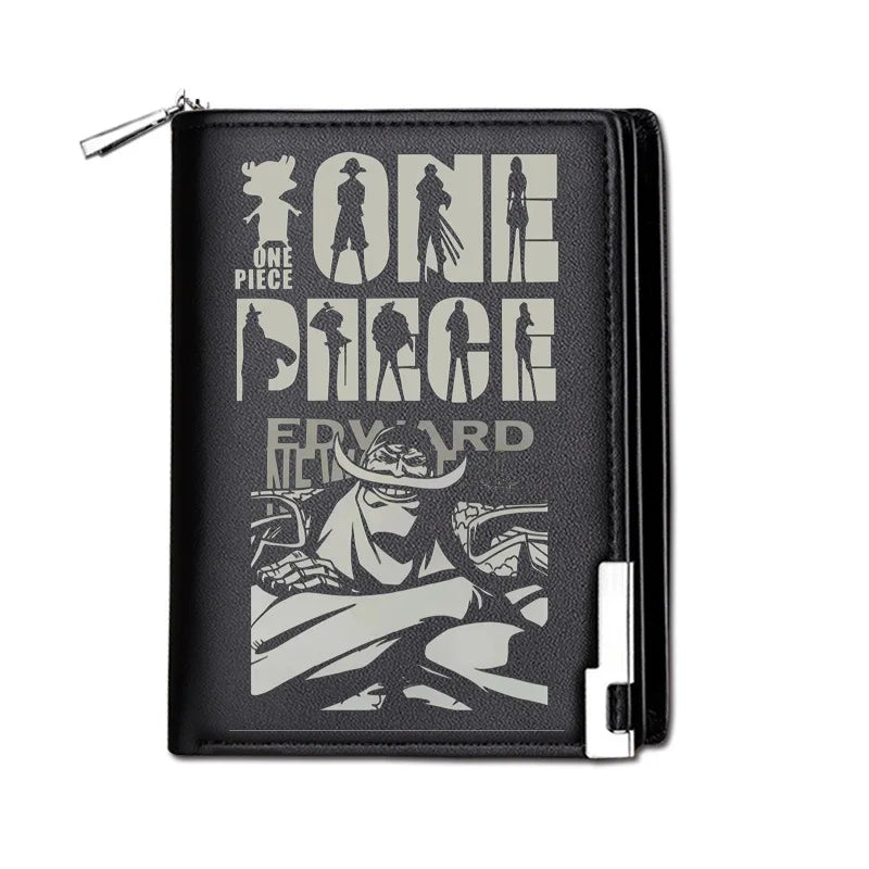 One Piece Luffy Ace Anime Peripheral Zipper New PU Wallet Handsome Personality Boy Print Coin Purse Short Card Pack Holiday Gift