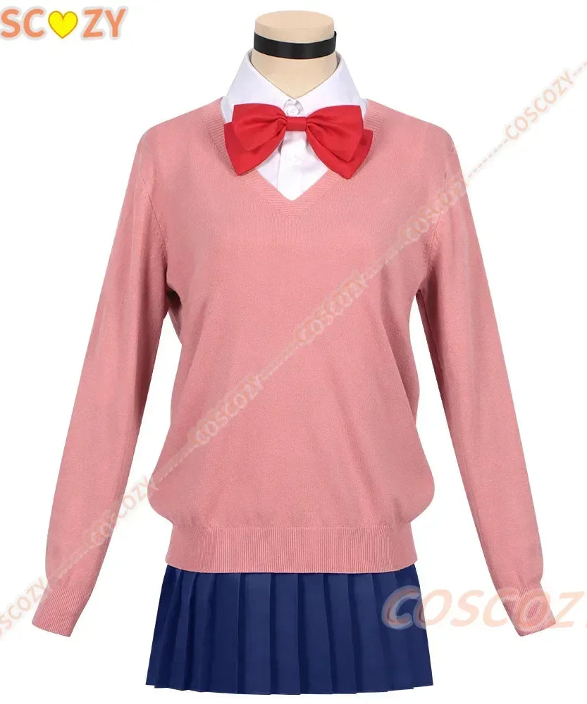Momo Ayase Cosplay Costume Wig Anime Dandadan Sweater Skirt School Uniform Earrings Choker Socks Christmas Party for Girls Women