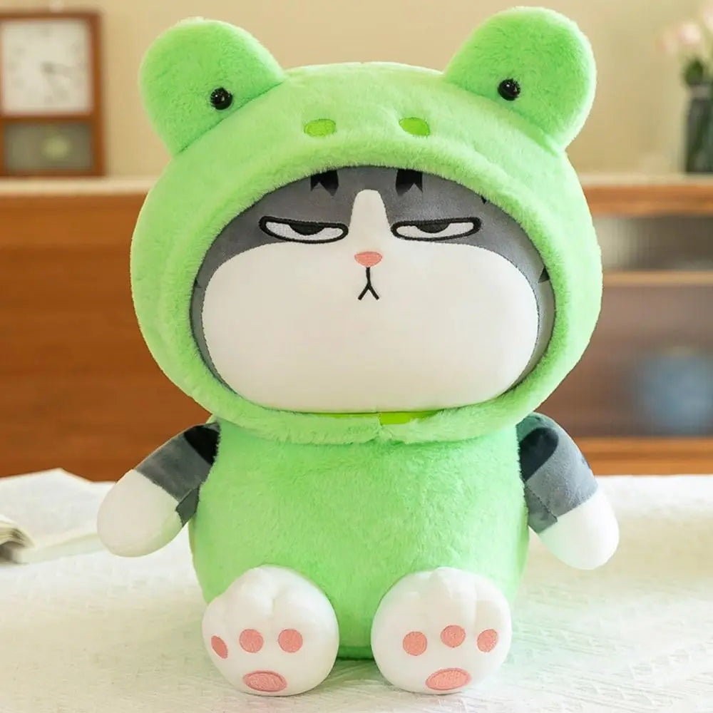 22/40cm Tabby Cat Doll Plush Toy Small Hooded Dressed Panda Frog Bunny Plushie Peluche Cosplay Animal Kids