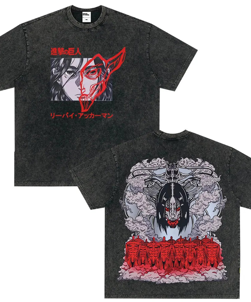 Summer Wears Anime Anime Attack on Titan Classic Cotton T-shirts New Style Washed T-shirt Fashion Streetwears Men