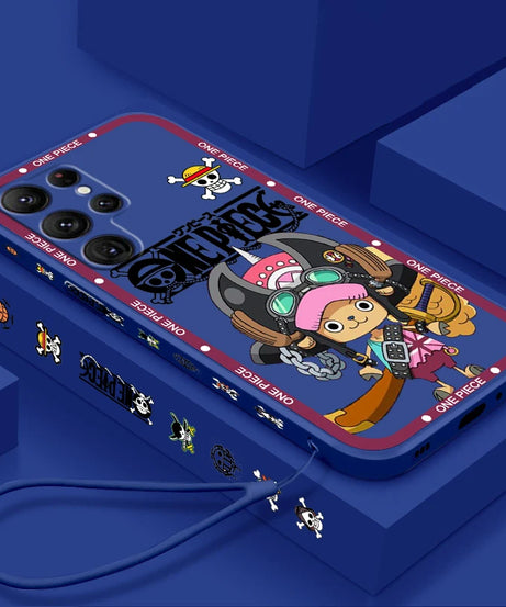 One Piece Chopper Cute Girl Liquid Left Rope For Samsung Galaxy S24 S23 S22 S21 S20 FE S10 Ultra Plus Lite 5G Cover Funda