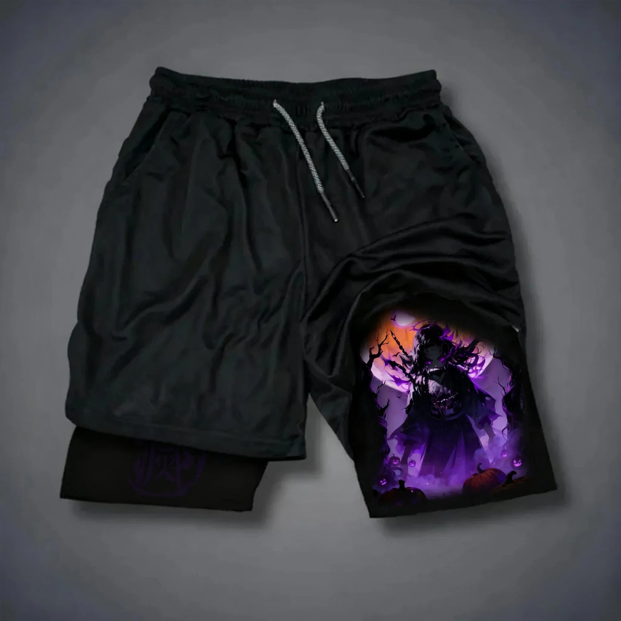 Demon Slayer Anime New Printed Sports Shorts Summer Men's and Women's Fashion Fitness Swimming Hiking 2-in-1 Sports Shorts