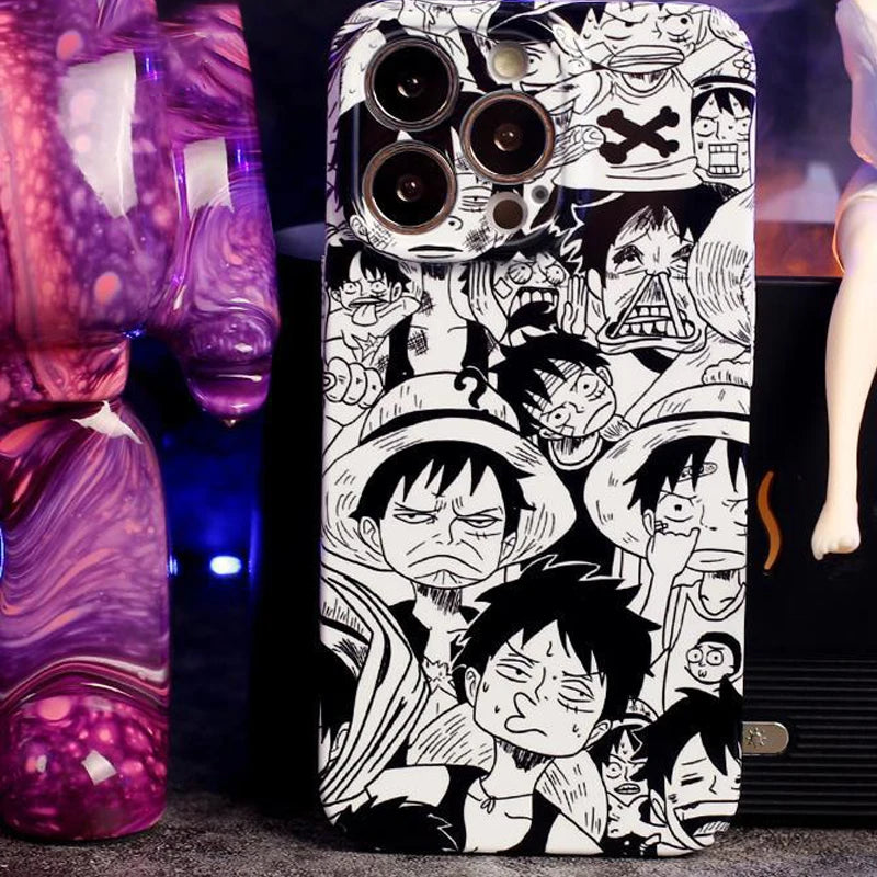 Anime Luffy One Piece Comic Phone Case For Apple iPhone 14 13 12 Mini 11 XS Pro Max X XR 8 7 Plus SE Feilin Back Film Hard Cover