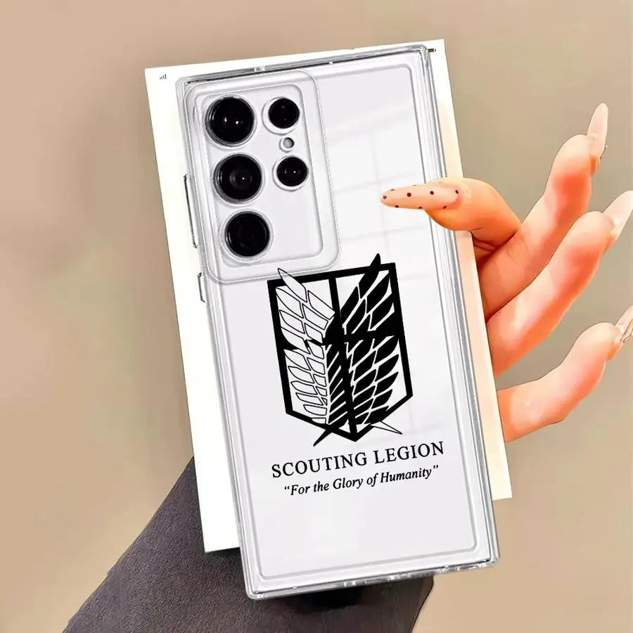 Clear Soft Case for Samsung Galaxy Note 10 20 Ultra S25 Ultra S21 S23 S24 FE S10 Plus S22 S20 Attack On T-Titan Logo
