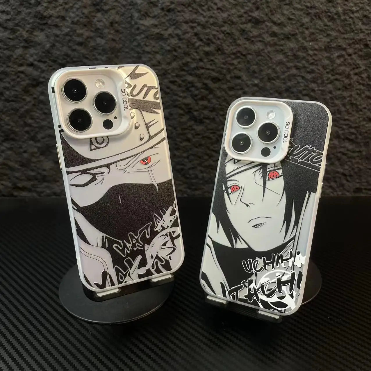 Naruto Anime Laser Case – Sasuke, Itachi & Kakashi 3D Shockproof iPhone 11–16 Pro Max